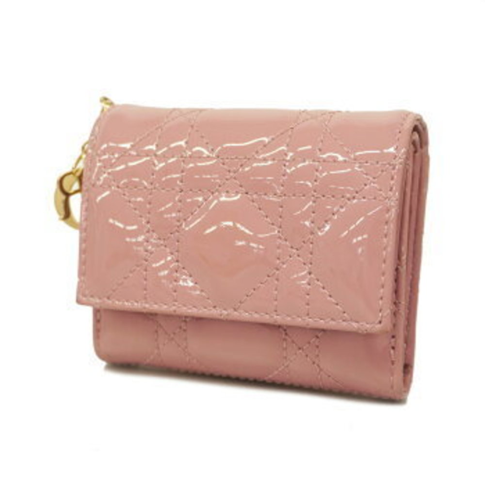 Christian Dior Cannage Patent Leather Tri-fold Wallet